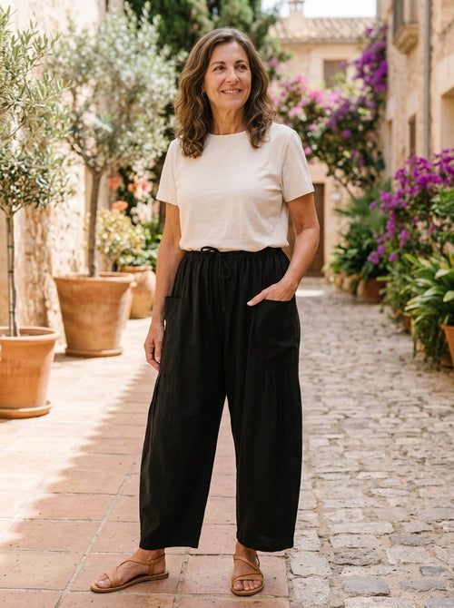 Pantalón de Lino Suelto — Cómodo Todo el Día